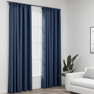 Verdunkelungsvorhänge Blau Leinenoptik 140x225cm, 2er-Set