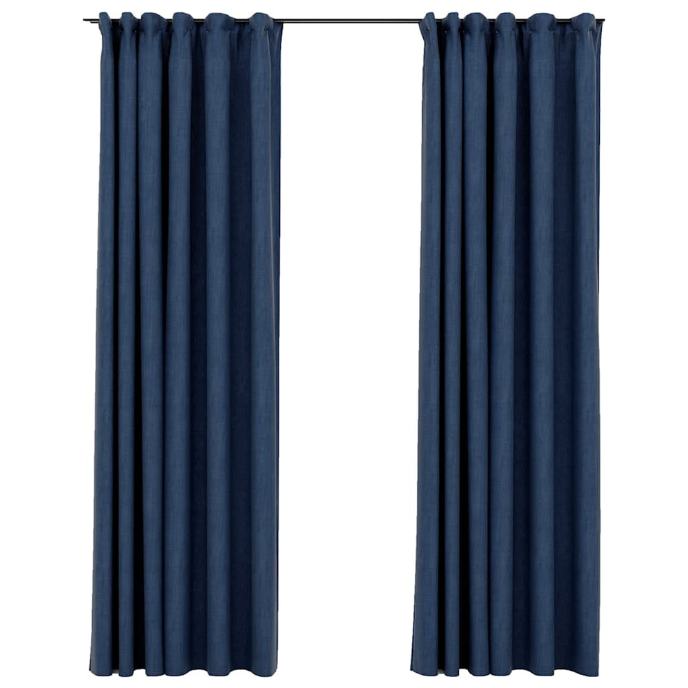 Verdunkelungsvorhänge Blau Leinenoptik 140x245cm 2er Set