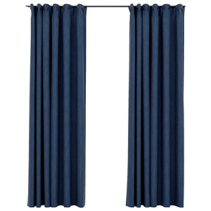 Verdunkelungsvorhänge Blau Leinenoptik 140x245cm 2er Set