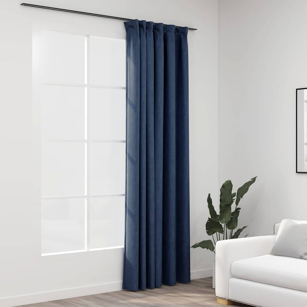 Verdunkelungsvorhang Blau Leinenoptik 290x245cm
