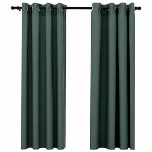 Grüne Verdunkelungsvorhänge Leinenoptik 140x175 cm, 2er-Set