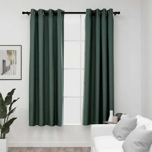 Grüne Verdunkelungsvorhänge Leinenoptik 140x175 cm, 2er-Set