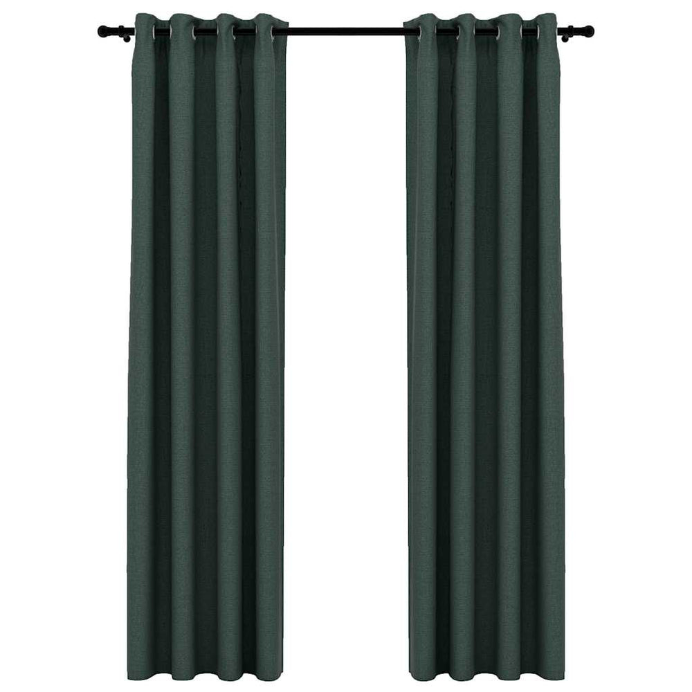 Grüne Verdunkelungsvorhänge Leinenoptik 140x225 cm, 2er-Set