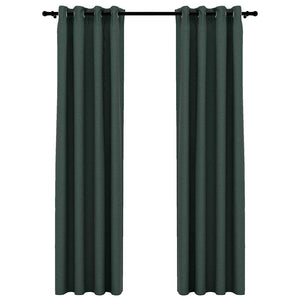 Grüne Verdunkelungsvorhänge Leinenoptik 140x225 cm, 2er-Set