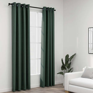 Grüne Verdunkelungsvorhänge Leinenoptik 140x225 cm, 2er-Set