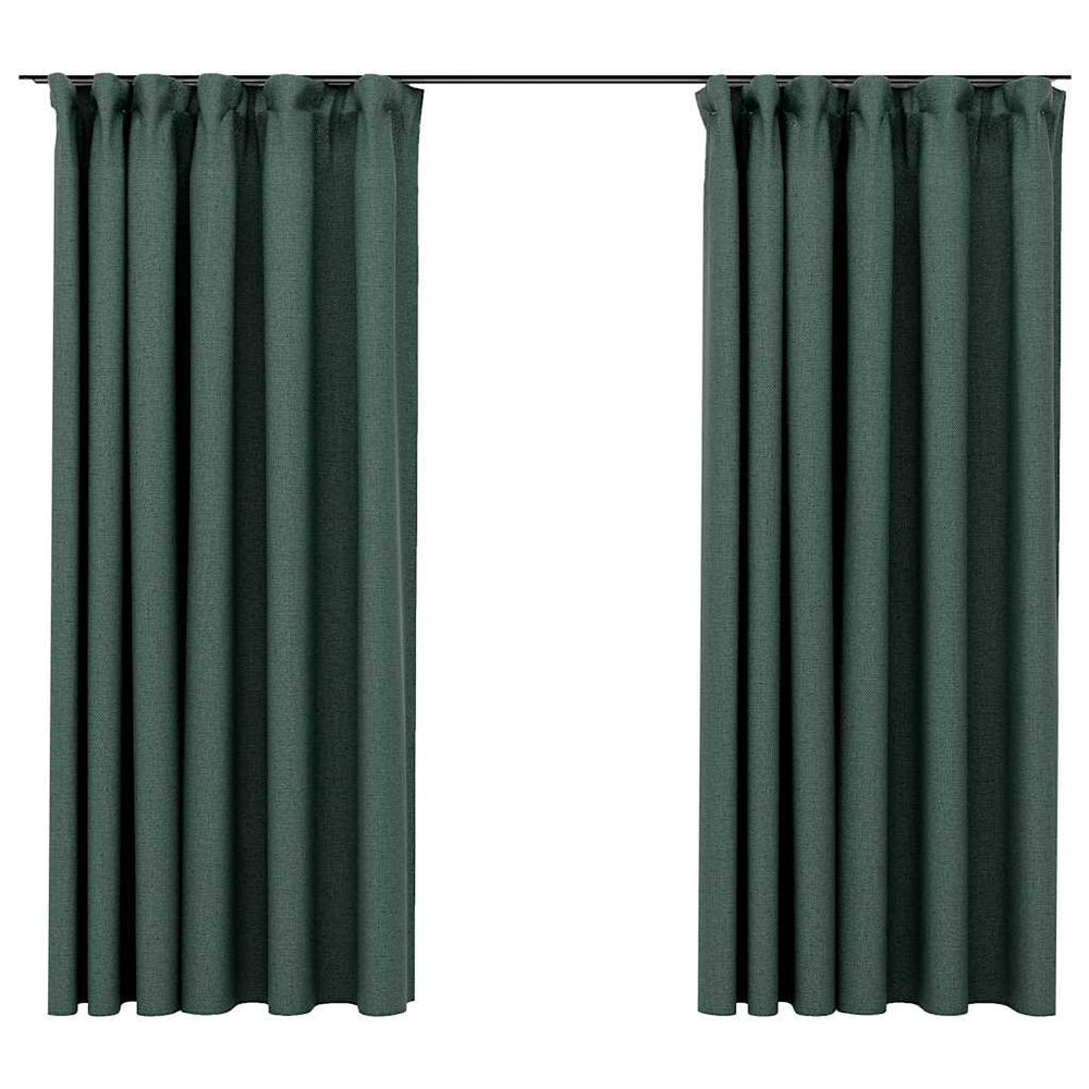 Grüne Verdunkelungsvorhänge mit Haken, 140x175 cm, 2er-Set