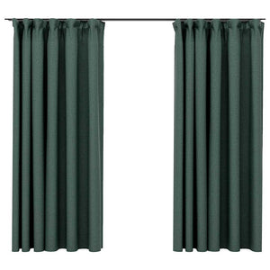 Grüne Verdunkelungsvorhänge mit Haken, 140x175 cm, 2er-Set