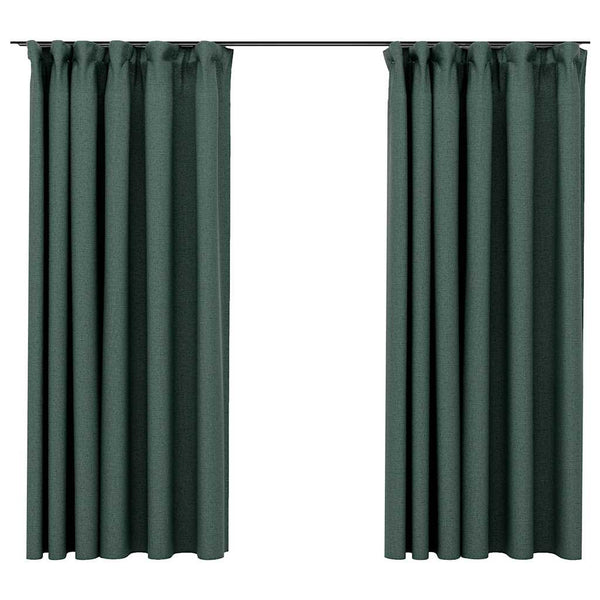 Grüne Verdunkelungsvorhänge mit Haken, 140x175 cm, 2er-Set