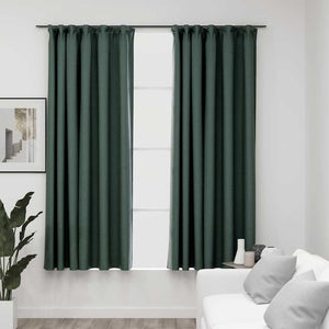 Grüne Verdunkelungsvorhänge mit Haken, 140x175 cm, 2er-Set