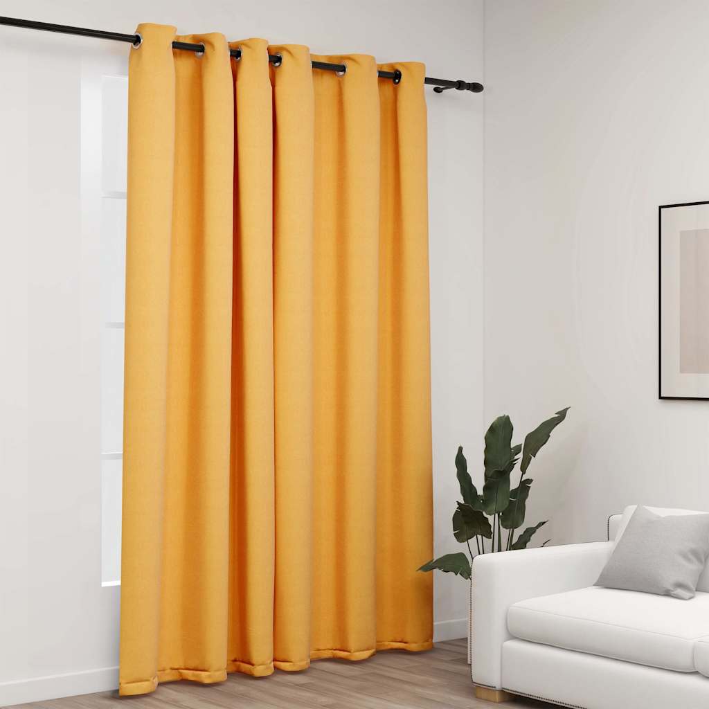 Gelber Verdunkelungsvorhang Leinenoptik 290x245 cm