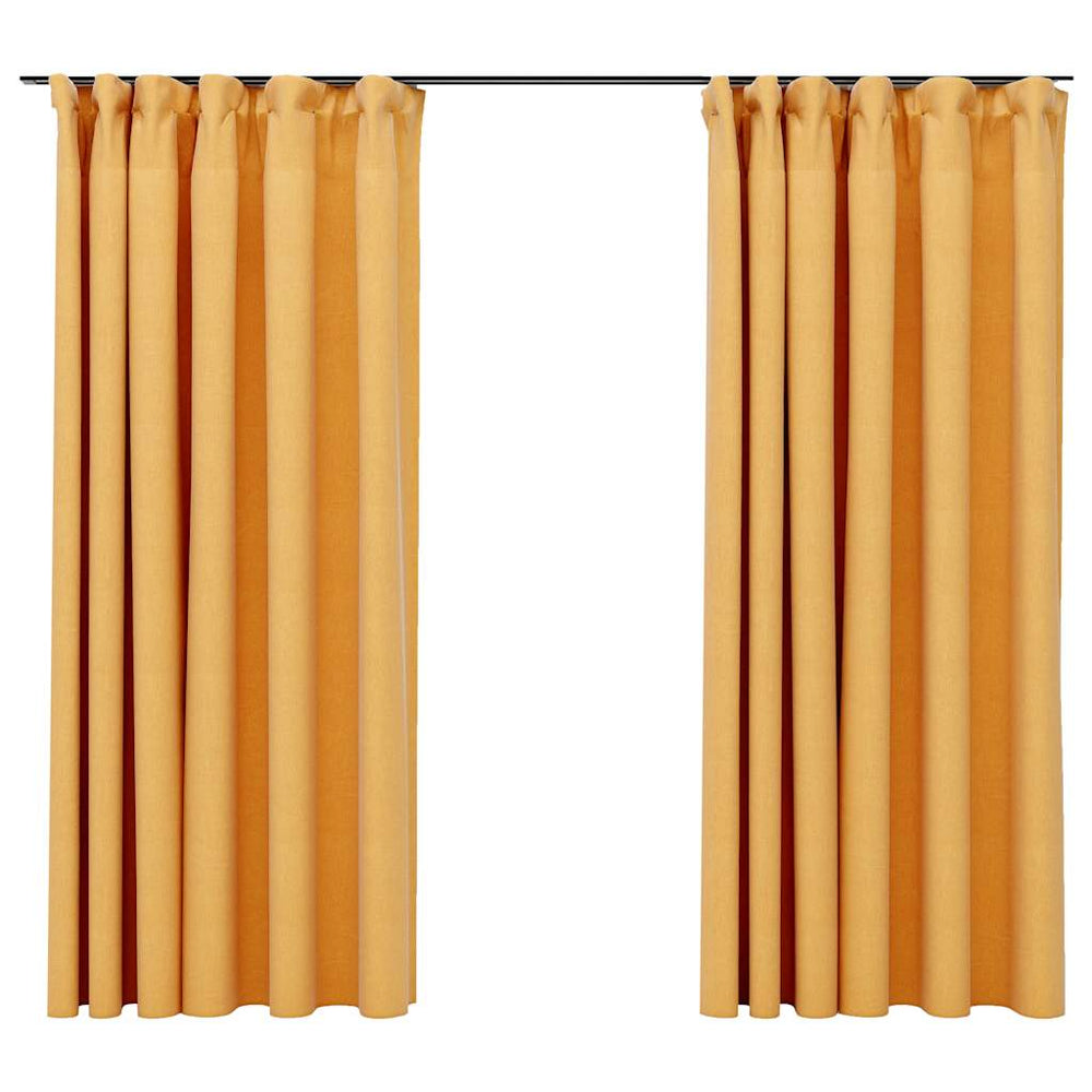 Gelbe Verdunkelungsvorhänge mit Haken, 140x175 cm, 2er-Set