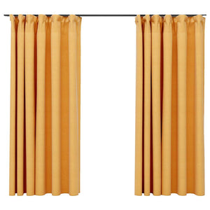 Gelbe Verdunkelungsvorhänge mit Haken, 140x175 cm, 2er-Set