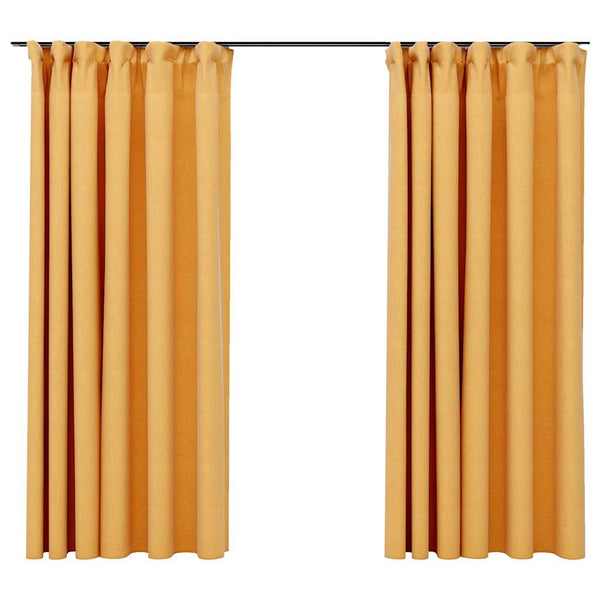 Gelbe Verdunkelungsvorhänge mit Haken, 140x175 cm, 2er-Set