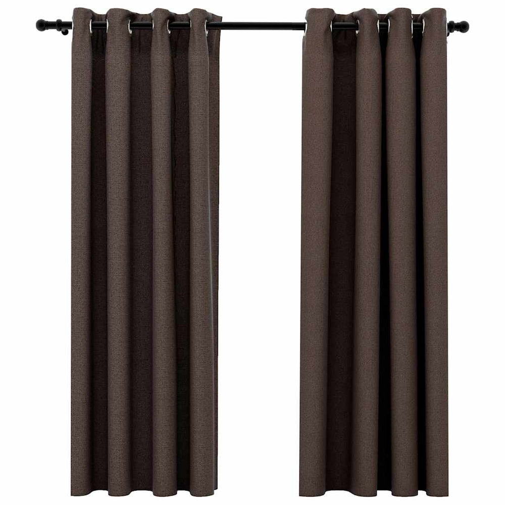 Verdunkelungsvorhänge Leinenoptik Taupe 140x175cm 2er-Set