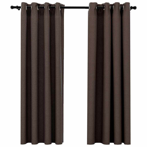 Verdunkelungsvorhänge Leinenoptik Taupe 140x175cm 2er-Set