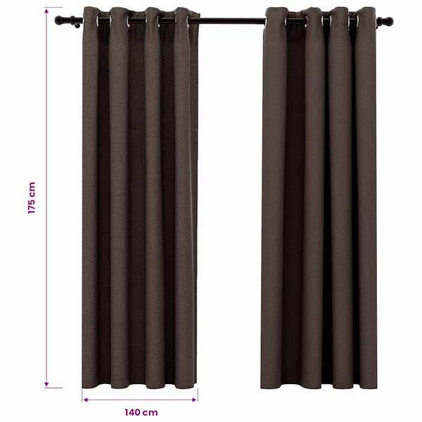 Verdunkelungsvorhänge Leinenoptik Taupe 140x175cm 2er-Set