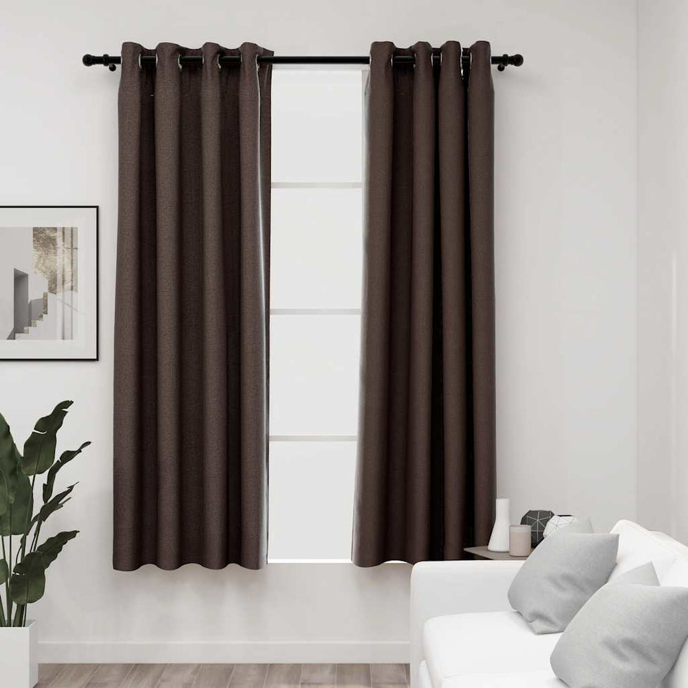 Verdunkelungsvorhänge Leinenoptik Taupe 140x175cm 2er-Set