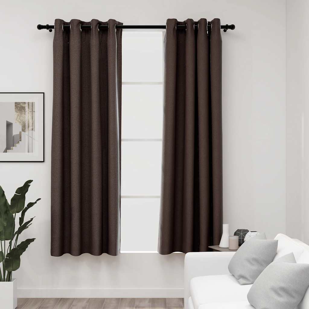 Verdunkelungsvorhänge Leinenoptik Taupe 140x175cm 2er-Set