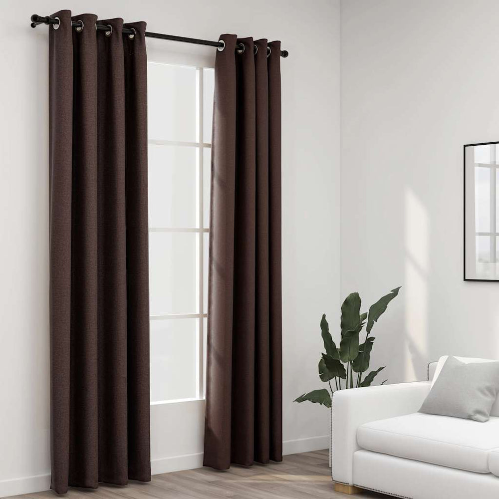 Verdunkelungsvorhänge Taupe Leinenoptik 140x225 cm, 2er-Set