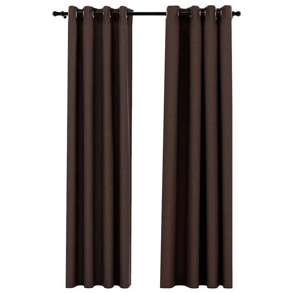 Verdunkelungsvorhänge Taupe Leinenoptik 140x245 cm, 2er-Set