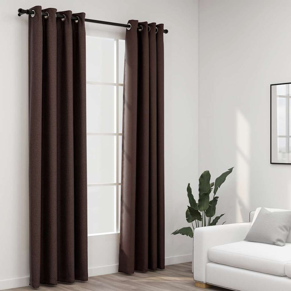 Verdunkelungsvorhänge Taupe Leinenoptik 140x245 cm, 2er-Set