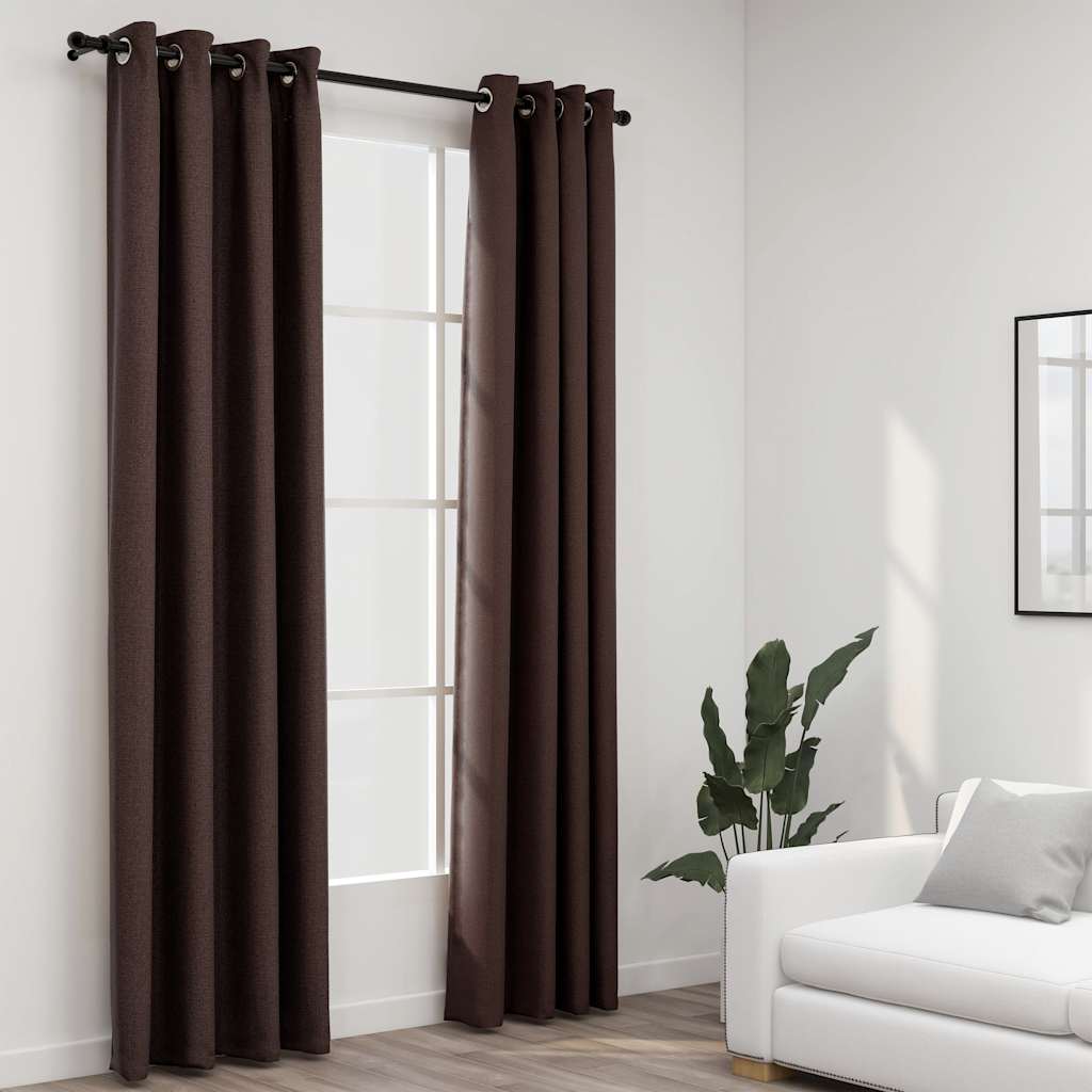 Verdunkelungsvorhänge Taupe Leinenoptik 140x245 cm, 2er-Set