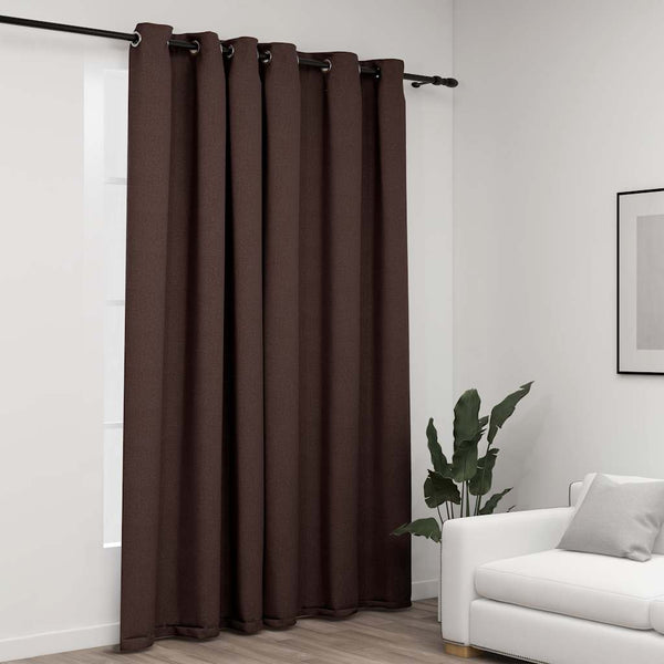 Verdunkelungsvorhang Taupe Leinenoptik 290x245 cm