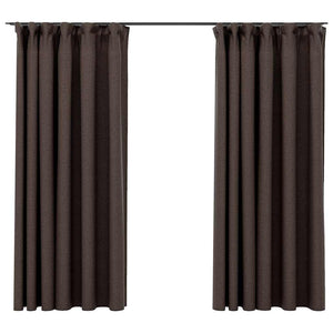 vidaXL Rideaux occultants à crochets, aspect lin, 2 pcs, taupe 140x175 cm