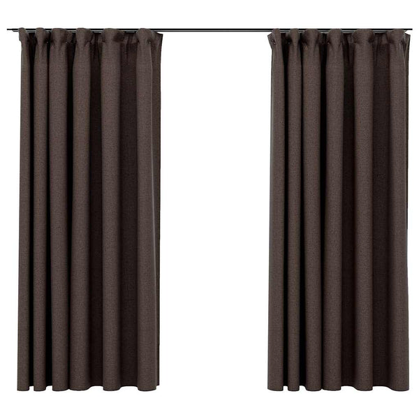 vidaXL Rideaux occultants à crochets, aspect lin, 2 pcs, taupe 140x175 cm