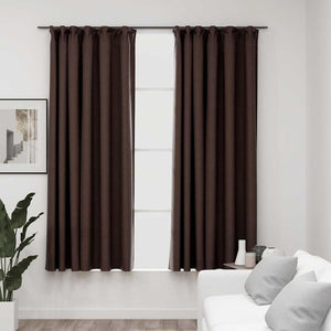 vidaXL Rideaux occultants à crochets, aspect lin, 2 pcs, taupe 140x175 cm