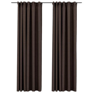 vidaXL Rideaux occultants à crochets aspect lin 2 pcs Taupe 140x225 cm