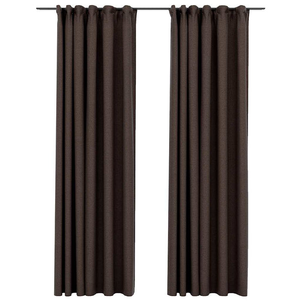 vidaXL Rideaux occultants à crochets aspect lin 2 pcs Taupe 140x225 cm
