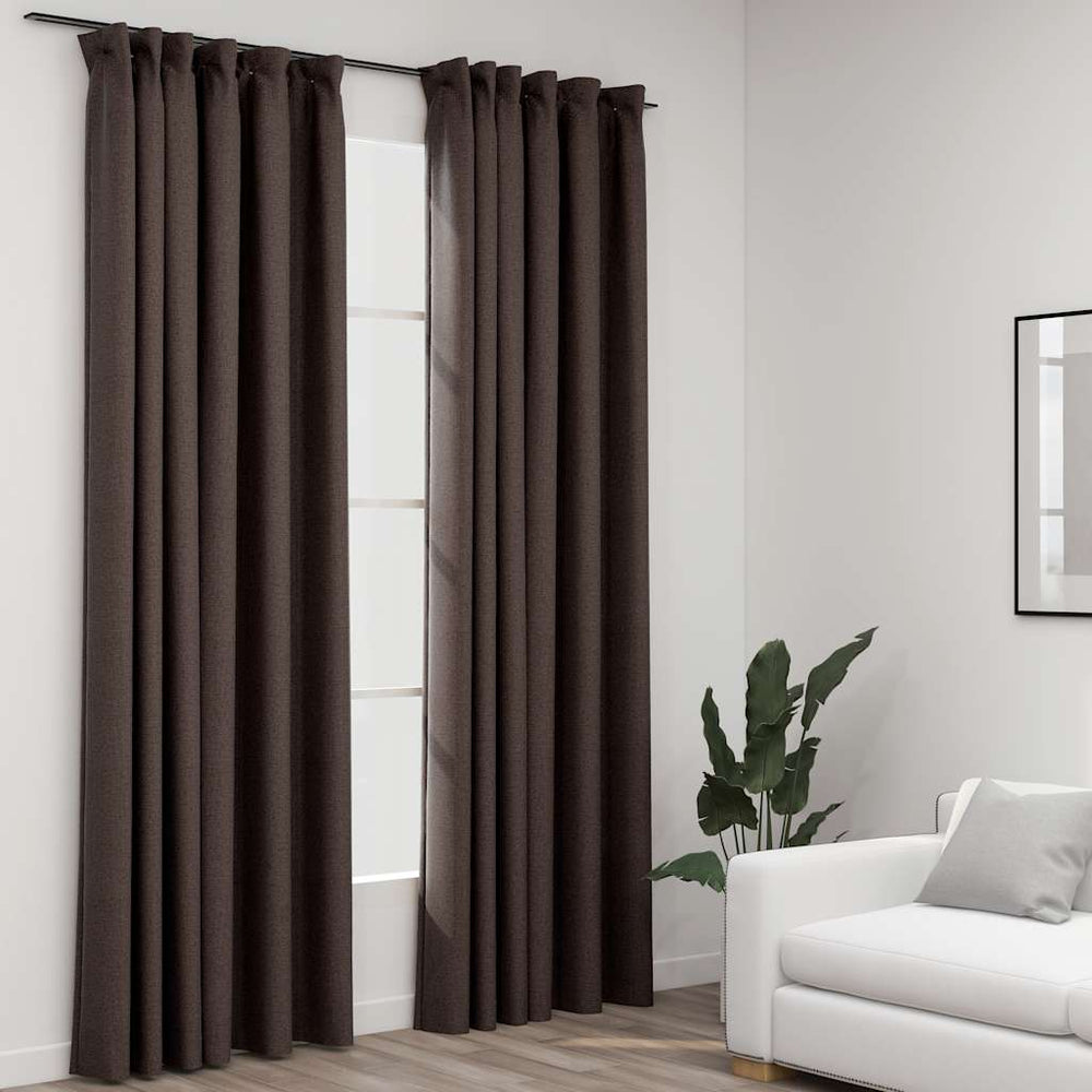 Verdunkelungsvorhänge Leinenoptik Taupe 140x225cm 2er-Set