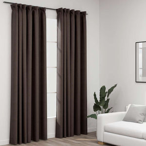 vidaXL Rideaux occultants à crochets aspect lin 2 pcs Taupe 140x225 cm