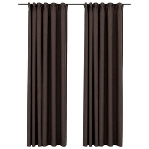 vidaXL Rideaux occultants à crochets, aspect lin, 2 pcs, taupe 140x245 cm