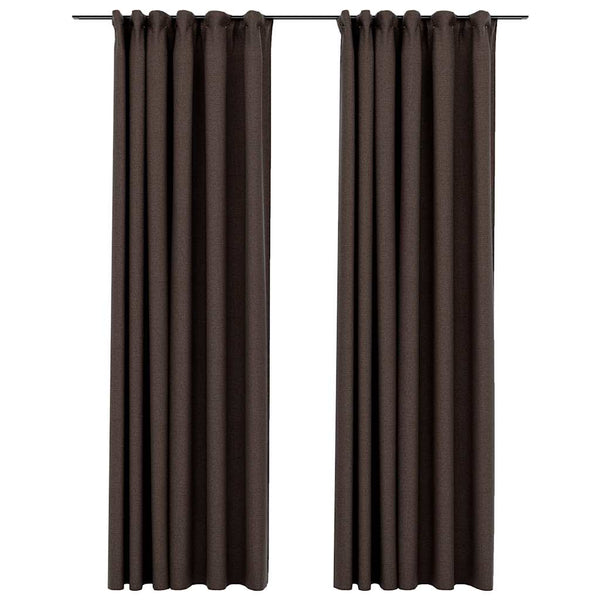 vidaXL Rideaux occultants à crochets, aspect lin, 2 pcs, taupe 140x245 cm
