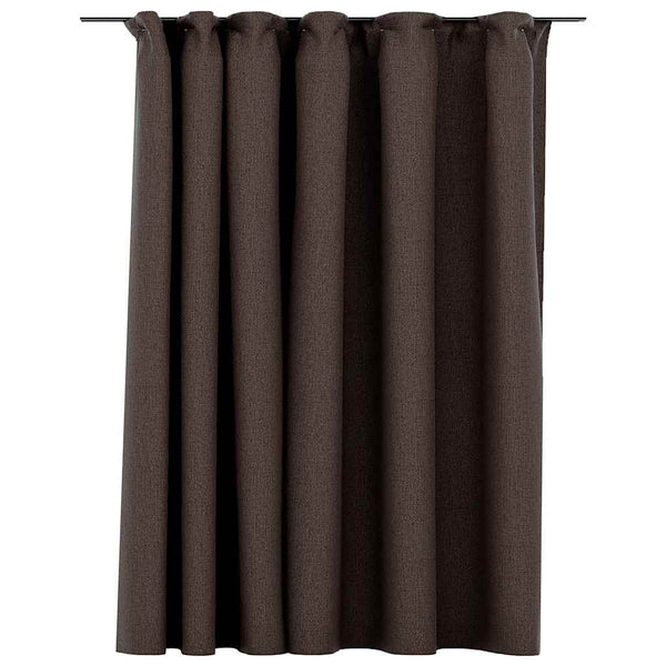 vidaXL Rideau occultant avec crochets Aspect lin Taupe 290x245 cm