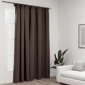 vidaXL Rideau occultant avec crochets Aspect lin Taupe 290x245 cm