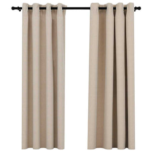 vidaXL Rideaux occultants 2 pcs à œillets aspect lin beige 140x175 cm