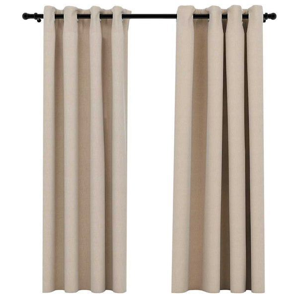 vidaXL Rideaux occultants 2 pcs à œillets aspect lin beige 140x175 cm
