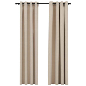 vidaXL Rideaux occultants 2 pcs à œillets aspect lin Beige 140x225 cm