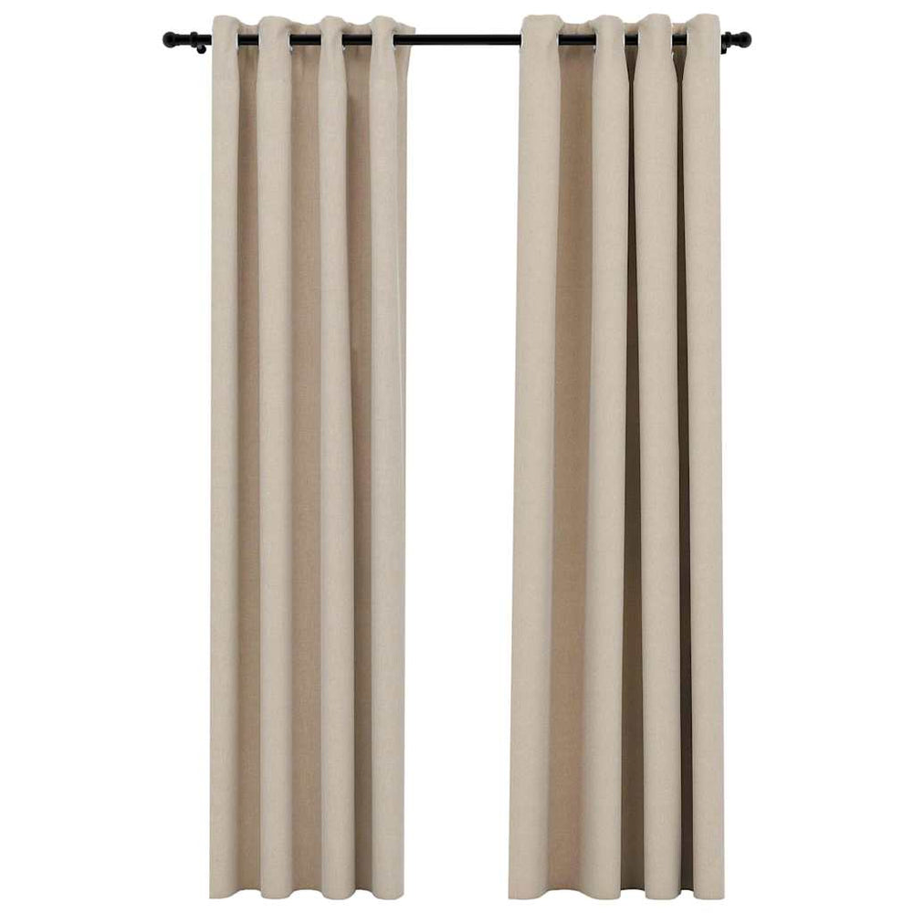Verdunkelungsvorhänge Beige Leinenoptik 140x245 cm, 2er-Set