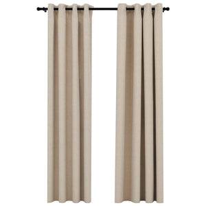 vidaXL Rideaux occultants à œillets effet lin 2 pcs Beige 140x245 cm