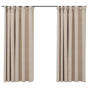 vidaXL Rideaux occultants 2 pcs à crochets aspect lin beige 140x175 cm