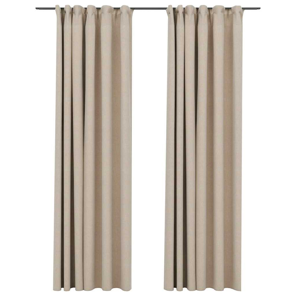 Beige Verdunkelungsvorhänge mit Haken, 140x245 cm, 2er-Set