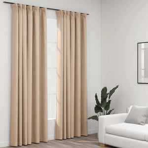 vidaXL Rideaux occultants aspect lin à crochets 2 pcs Beige 140x245 cm