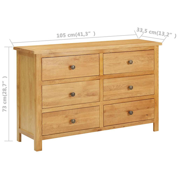 vidaXL Commode 105x33,5x73 cm Bois de chêne massif