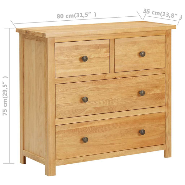 vidaXL Commode 80x35x75 cm Bois de chêne massif