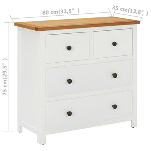 vidaXL Chest of Drawers 80x35x75 cm Solid Oak Wood