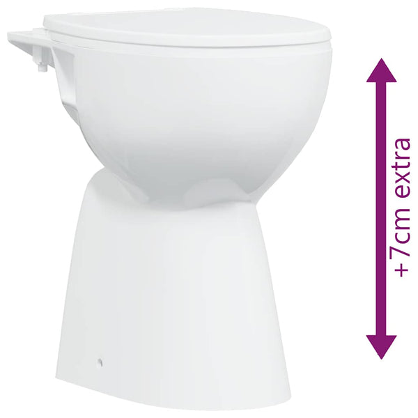 Randloses WC 7 cm Extra Höhe Soft-Close Keramik Weiß